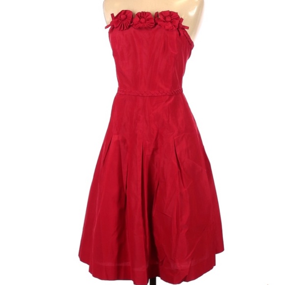 Lilly Pulitzer Dresses & Skirts - Reduced!💥 Lilly Pulitzer Red Strapless Mini Dress w Floral Neckline Size 2